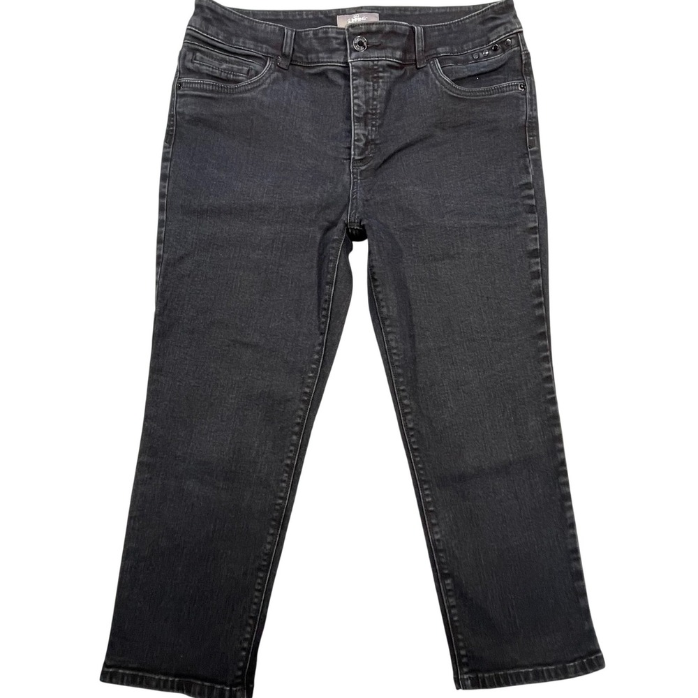 Chico's Black So Slimming Cropped Straight Leg Jeans Women Size 1.5